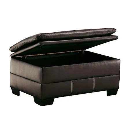Casual Storage Ottoman with Contrast Stitching